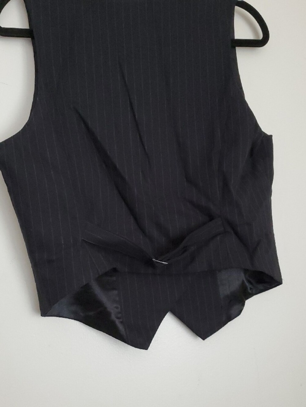 Social Collision Black Pinstripe Double-Breasted Girls Satin-Lapel Vest - Picture 11 of 14